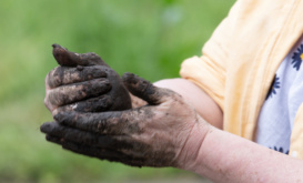 Anna McGurn working with clay dug from the family farm in County Fermanagh. Photo by Brian Farrell.