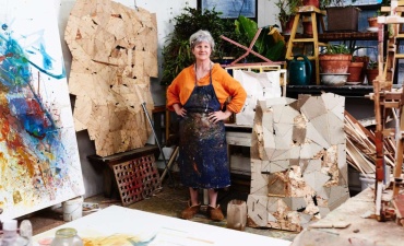 <p>Photo of Helen O'Leary in her studio by Zack Garlitos.</p>