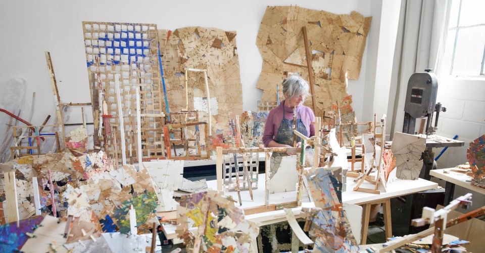 <p>Photo of Helen O'Leary in her studio by Paul Takeuchi.</p>