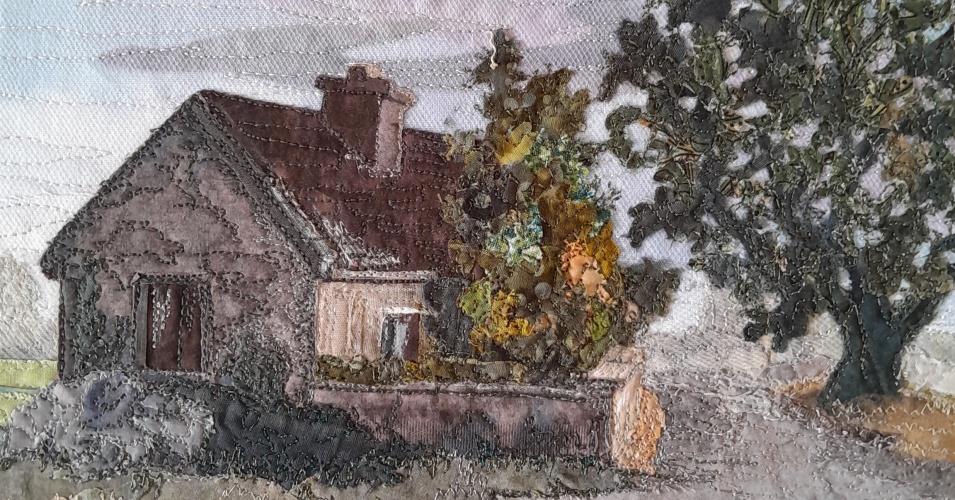 Fabric postcard (detail) by Ethelda Ellis.