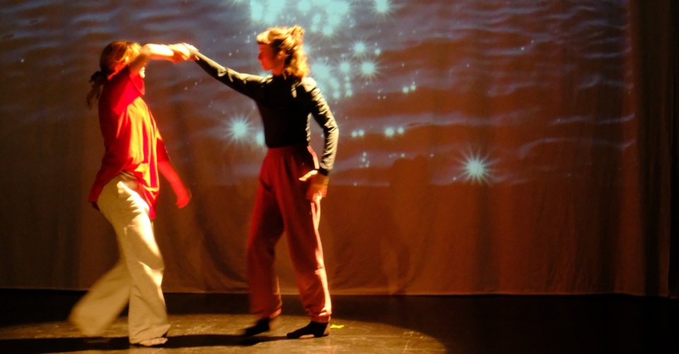 Rehearsals for <em>From Here, A Bridge.</em> Photo by Kim Kennedy.